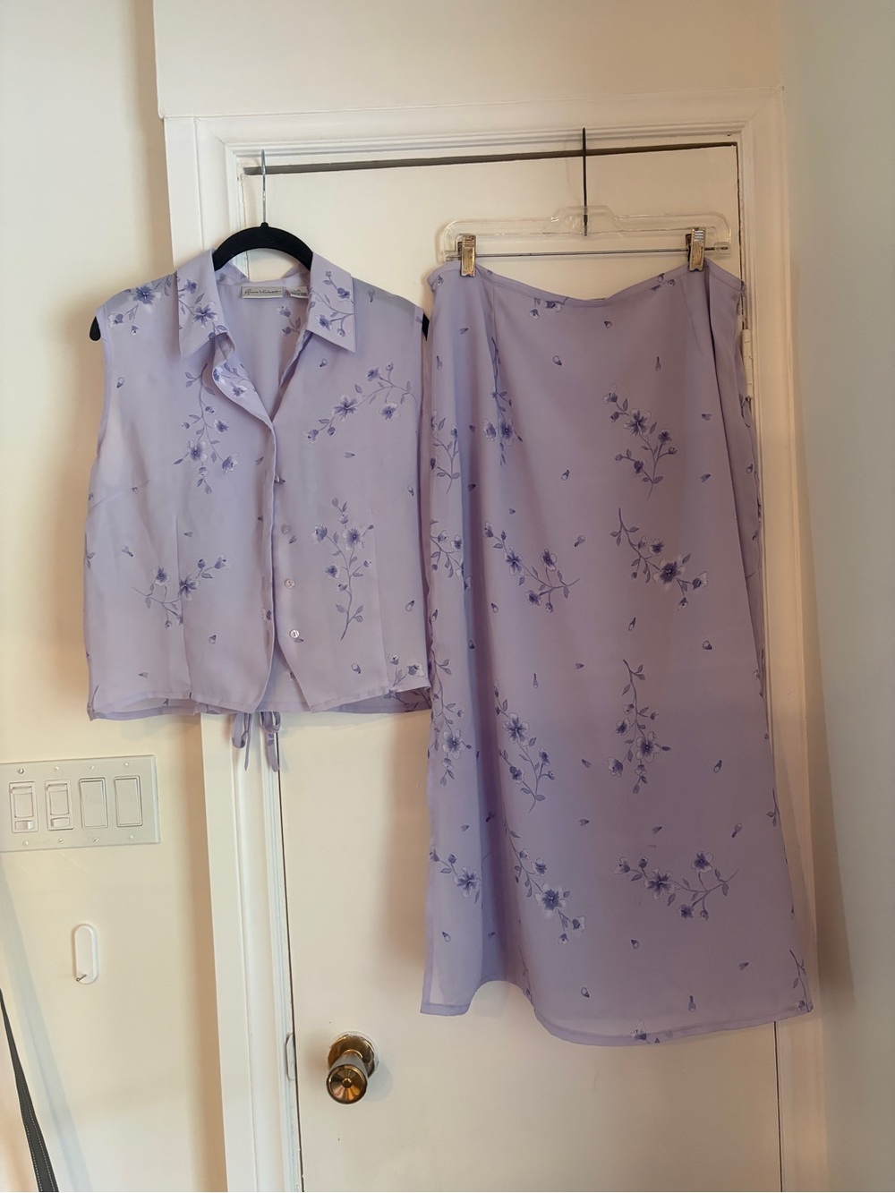 Vintage floral purple skirt and top set